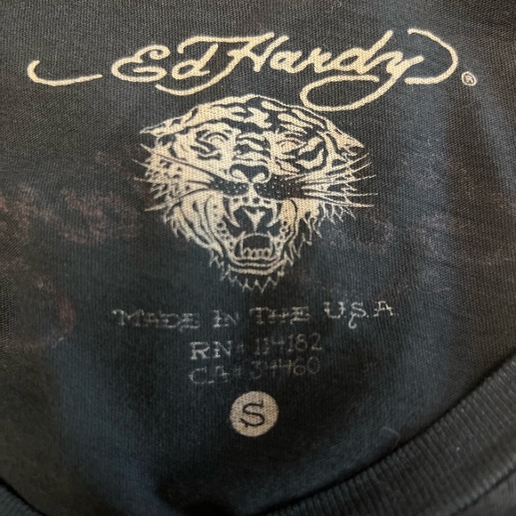 Ed Hardy Black Fitted Short Sleeve T-Shirt - Picture 5 of 5